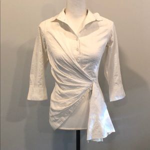 Bleach White Blouse with Back Zipper Closure